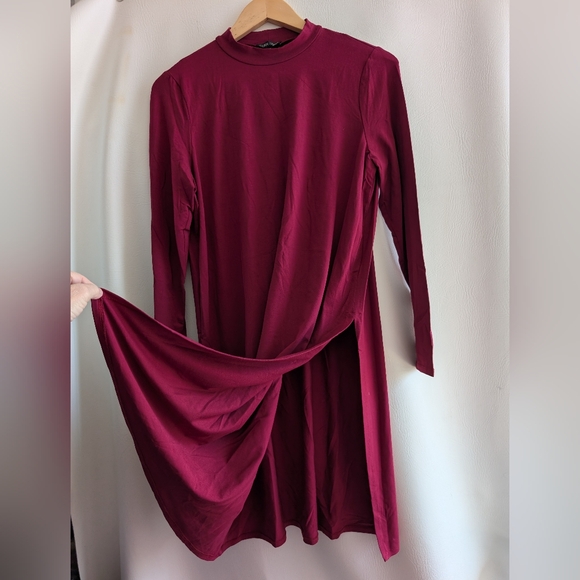 Eileen Fisher Hibiscus Mock Neck Caftan Slit Side Pullover Top Long Sleeves - M - Picture 5 of 14